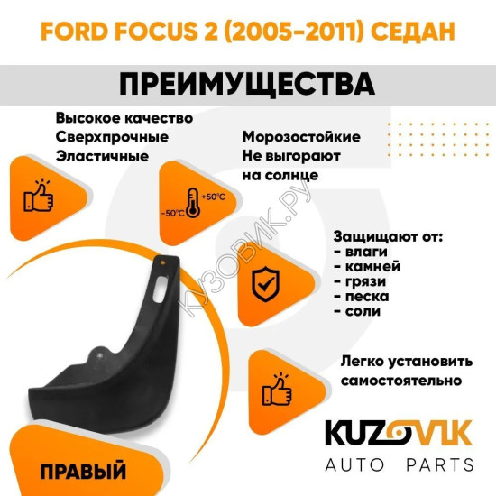 Брызговик задний правый Ford Focus 2 (2005-2011) седан KUZOVIK