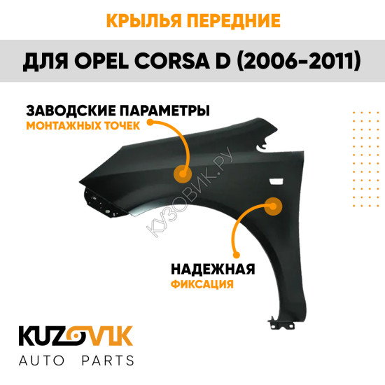 Крылья передние Opel Corsa D (2006-2011) комплект 2 штуки левое + правое KUZOVIK