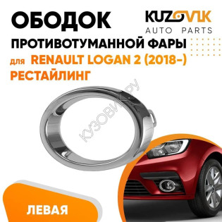Ободок, молдинг противотуманной фары Renault Logan 2 (2018-) рестайлинг левая KUZOVIK.