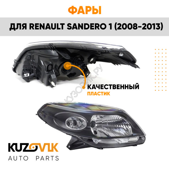 Фары комплект левая + правая Renault Sandero 1 (2008-2013) KUZOVIK