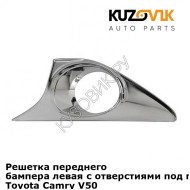 Решетка переднего бампера левая с отверстиями под противотуманки Toyota Camry V50 (2011-) KUZOVIK